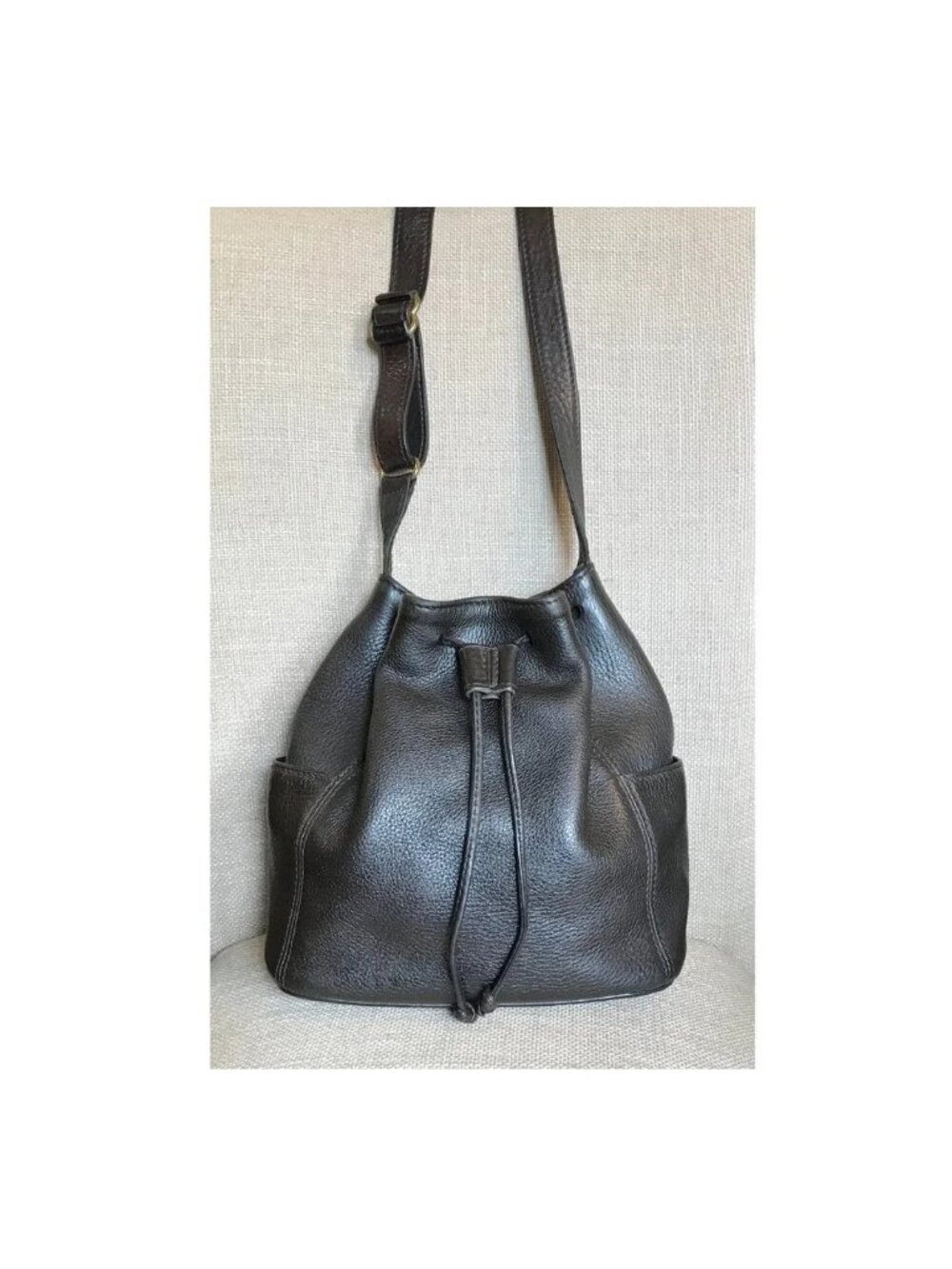 Vintage Coach Sonoma Dark Brown Leather Drawstring Bucket Bag Crossbody Purse